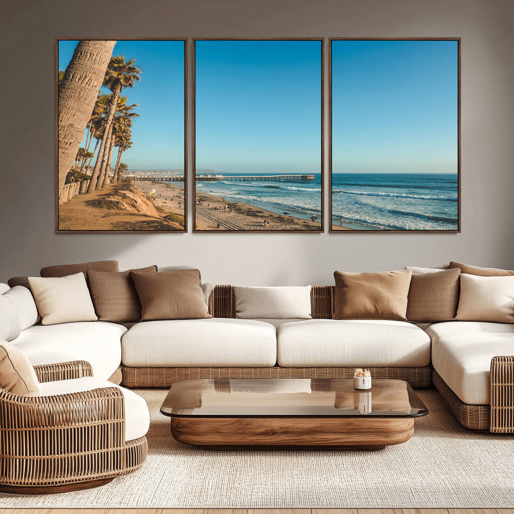 Scenic Beach Wall Art Canvas Print – Tall Palm Trees, Sandy