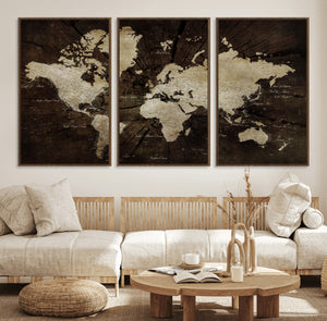 World Map Wall Art Canvas Print – Framed Travel Map Wall Art