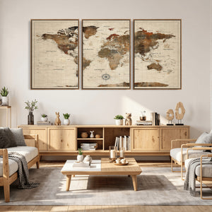 World Map Canvas Print – Framed Detailed Map of the World