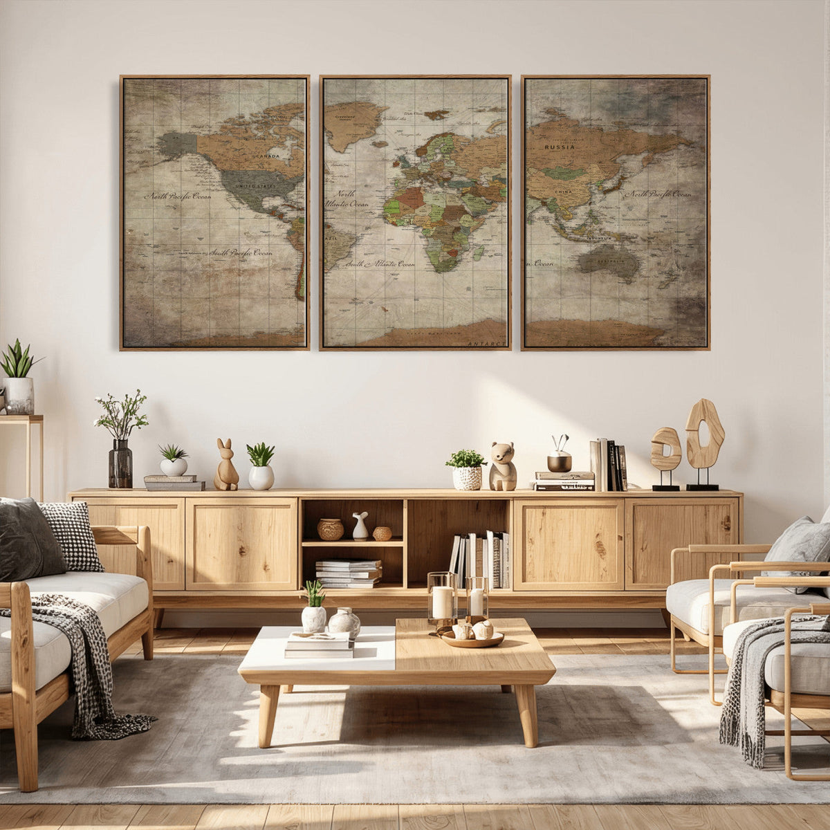 World Map Canvas Print – Framed Travel Map Wall Art for
