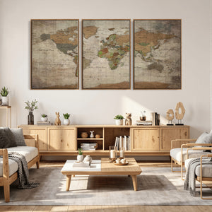 World Map Canvas Print – Framed Travel Map Wall Art for