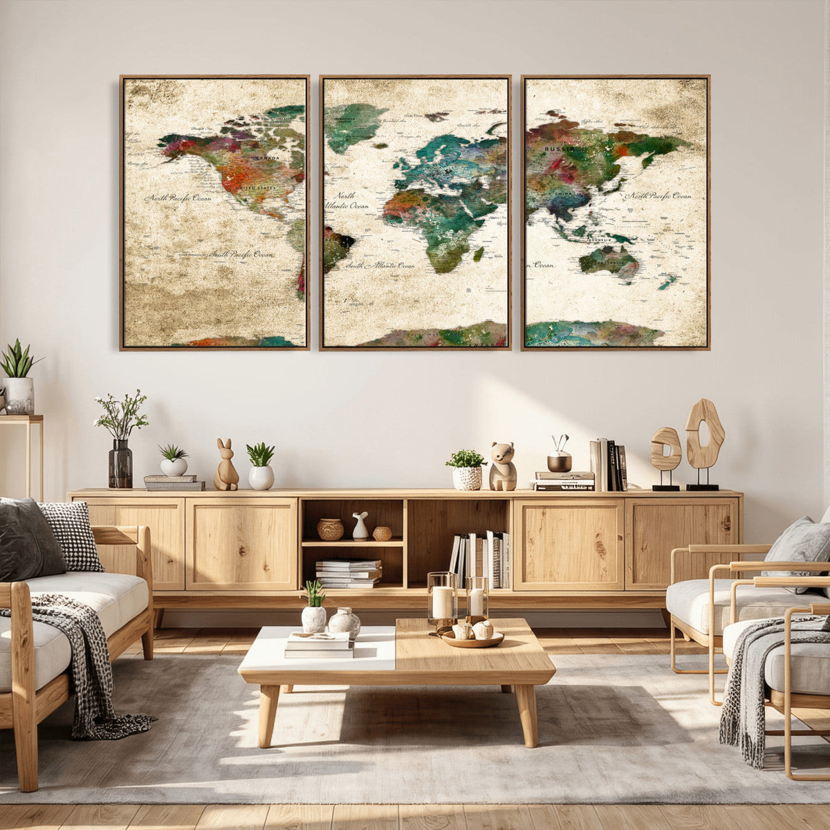 World Map Canvas Print – Framed Detailed Map of the World