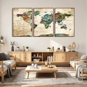World Map Canvas Print – Framed Detailed Map of the World