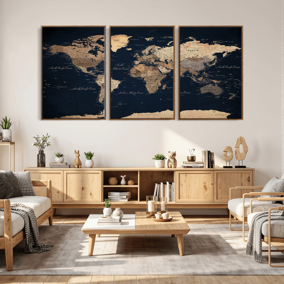 World Map Canvas Print – Detailed Map of the World Wall Art