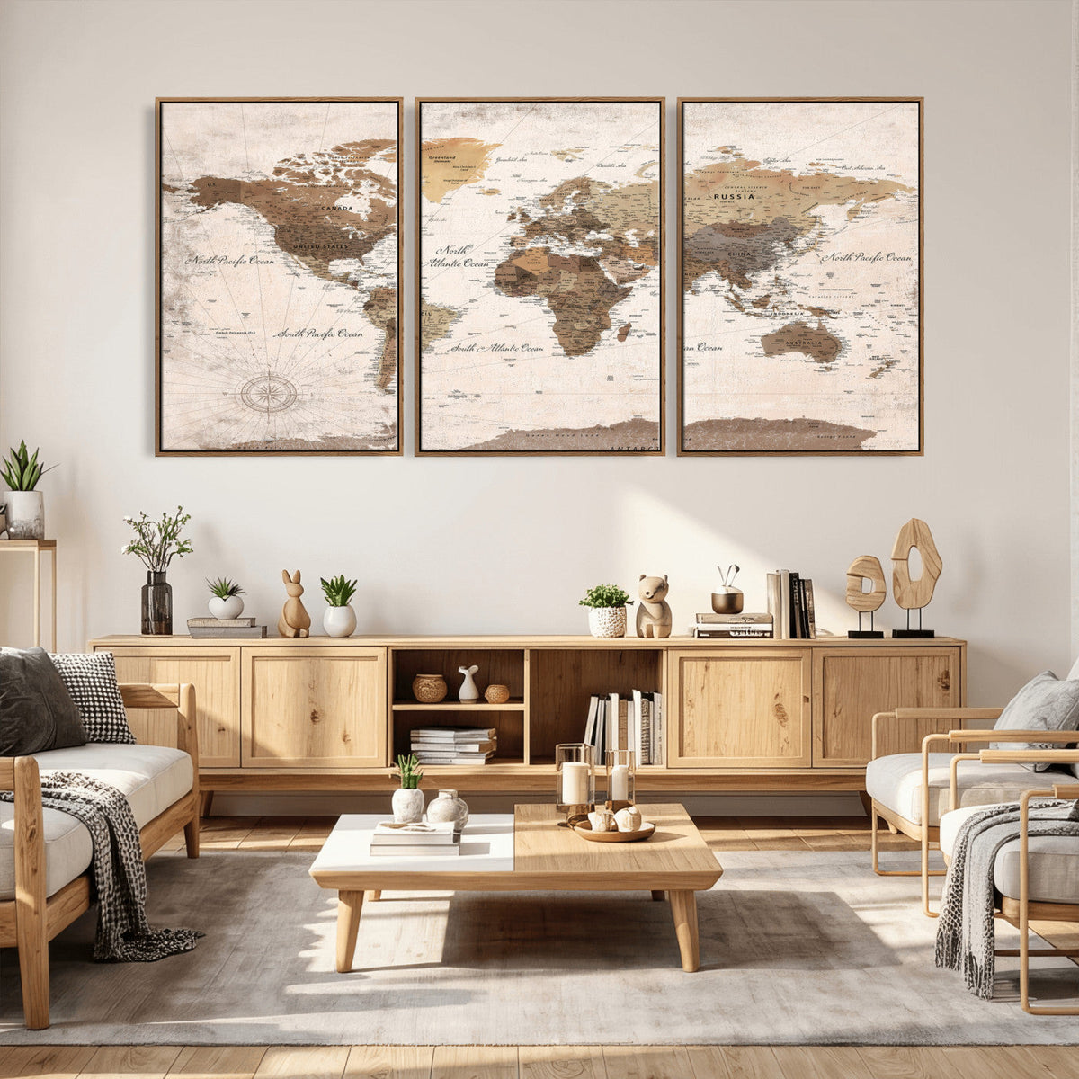 World Map Canvas Print – Framed Travel Map Wall Art for