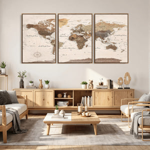 World Map Canvas Print – Framed Detailed Map of the World