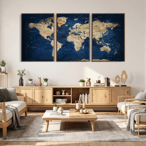 World Map Canvas Print – Framed Travel Map Wall Art for