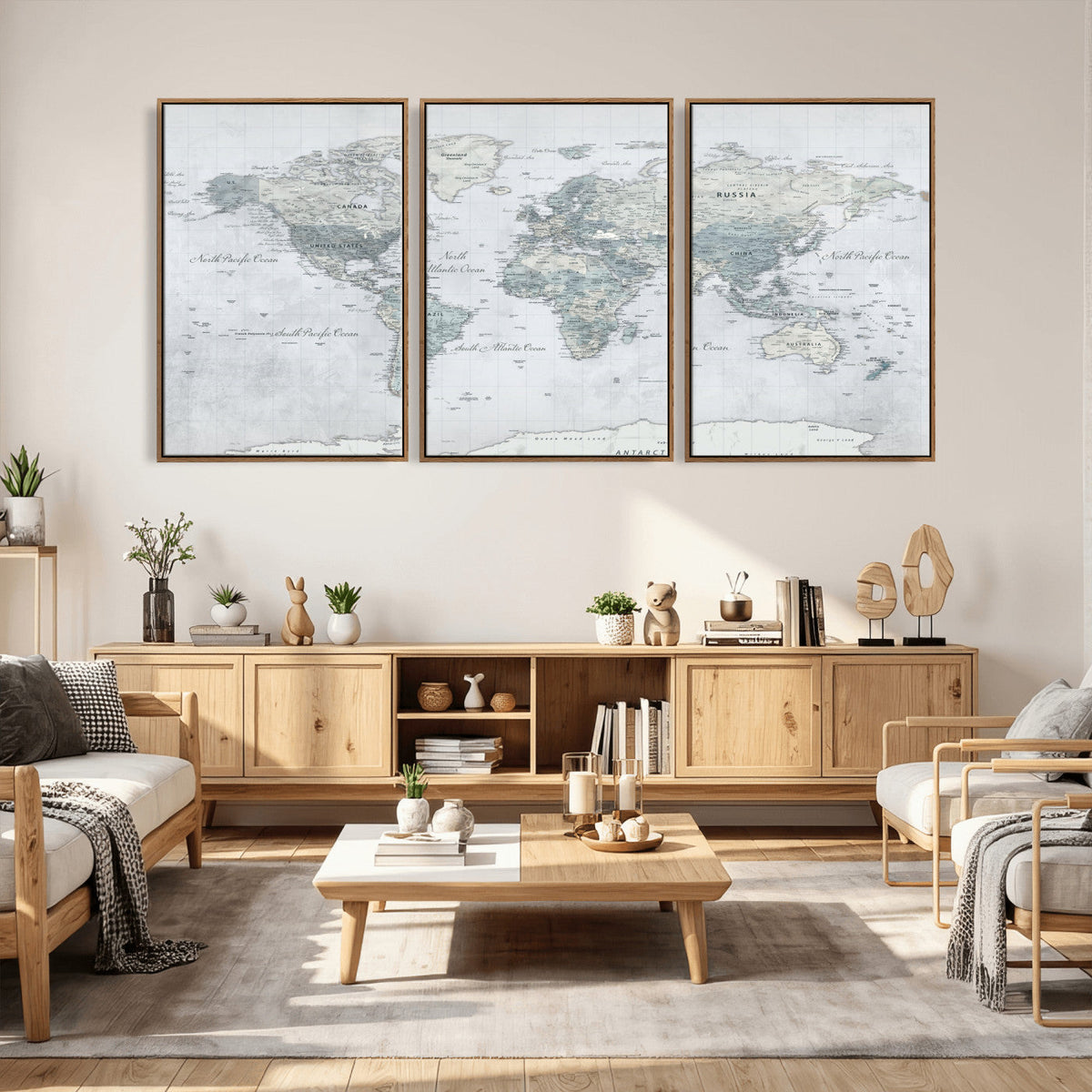 World Map Canvas Print – Detailed Map of the World Wall Art
