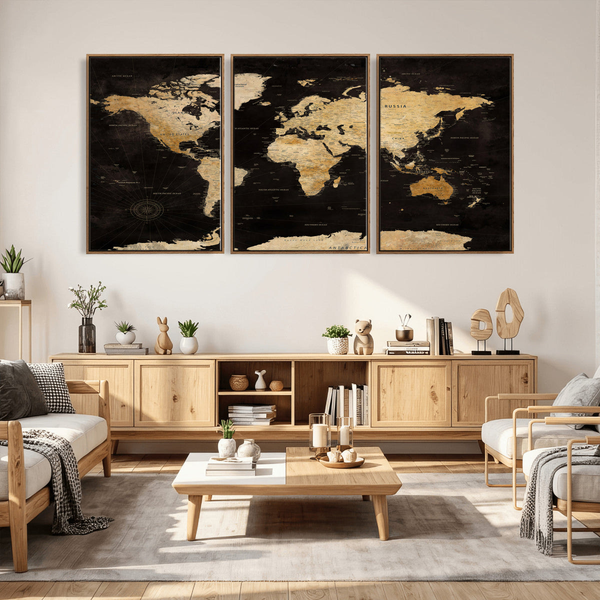 Extra Large World Map Canvas Print – Detailed Map Classic
