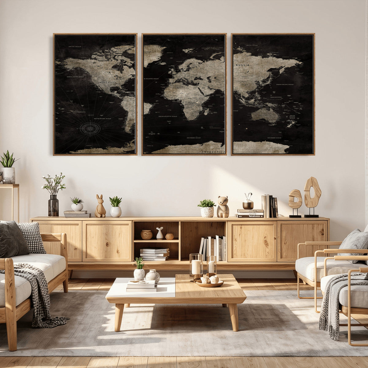 Detailed World Map Wall Art Print - Large Framed World Map