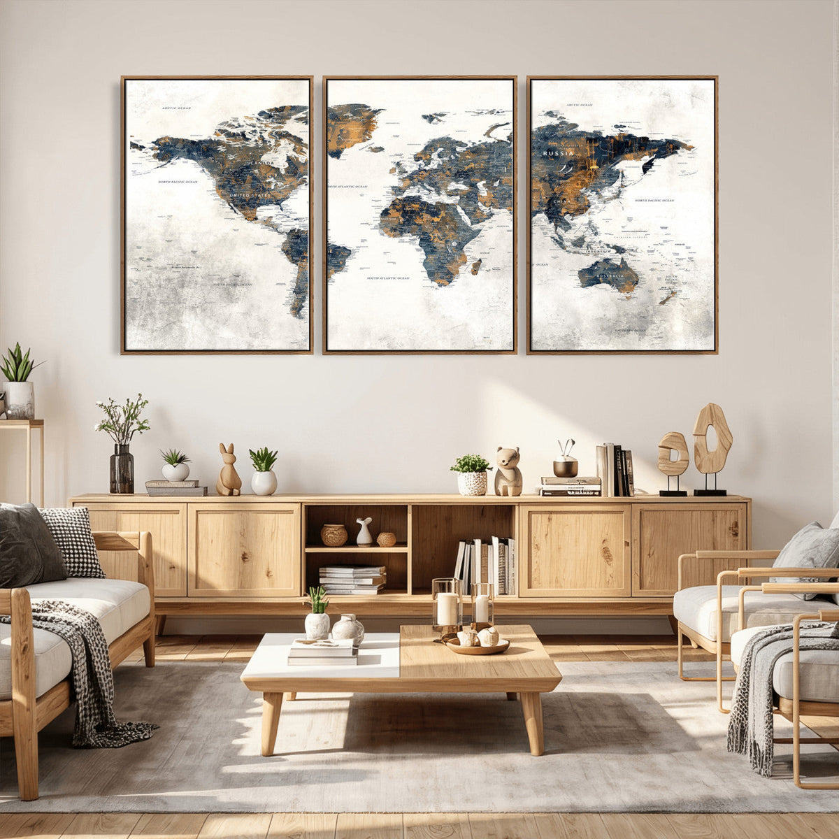 World Map Wall Art Canvas Print for Office Wall Decor