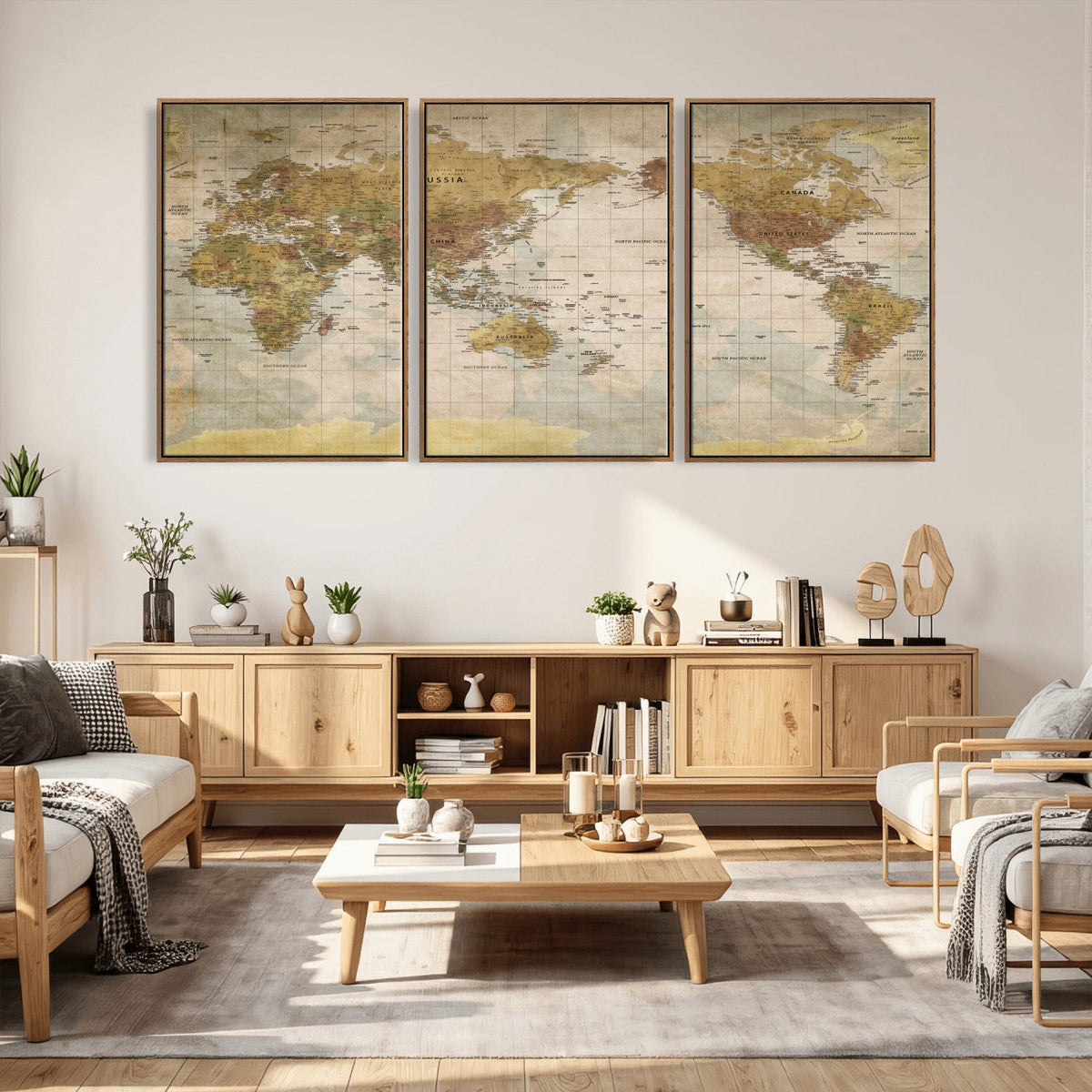World Map Canvas Print – Detailed Map of the World Wall Art