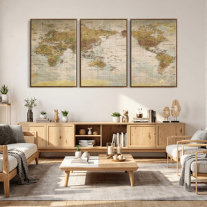 World Map Canvas Print – Detailed Map of the World Wall Art