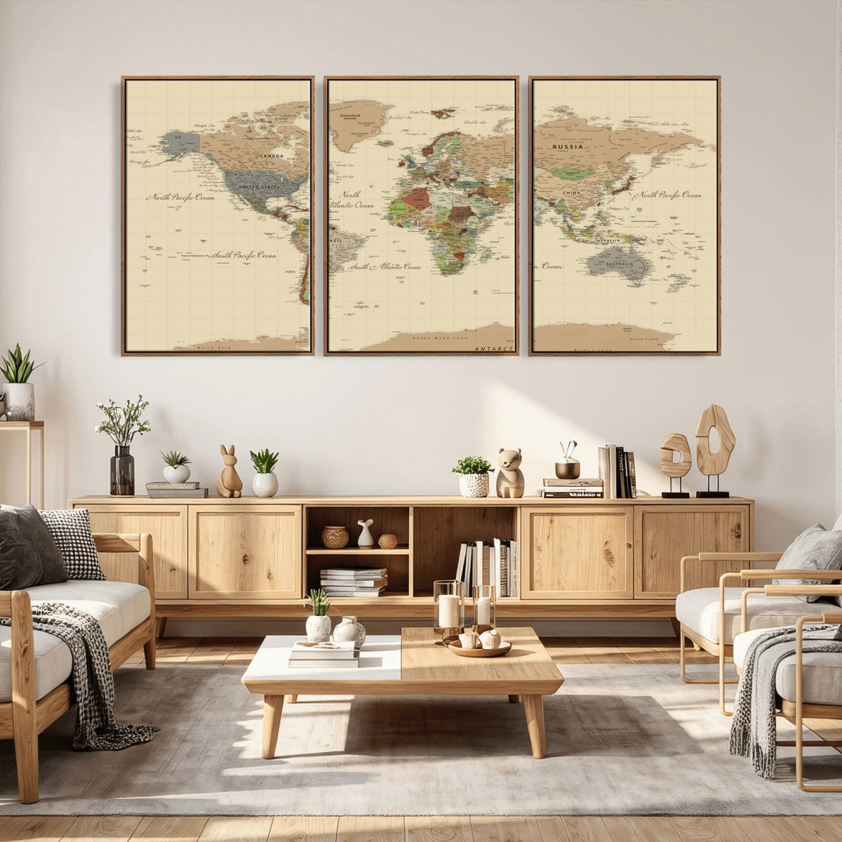 Extra Large World Map Canvas Print – Detailed Map of the