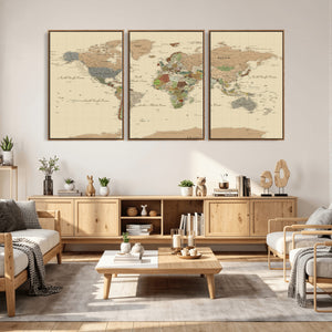 Extra Large World Map Canvas Print – Detailed Map of the
