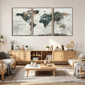 World Map Canvas Print – Framed Travel Map Wall Art for