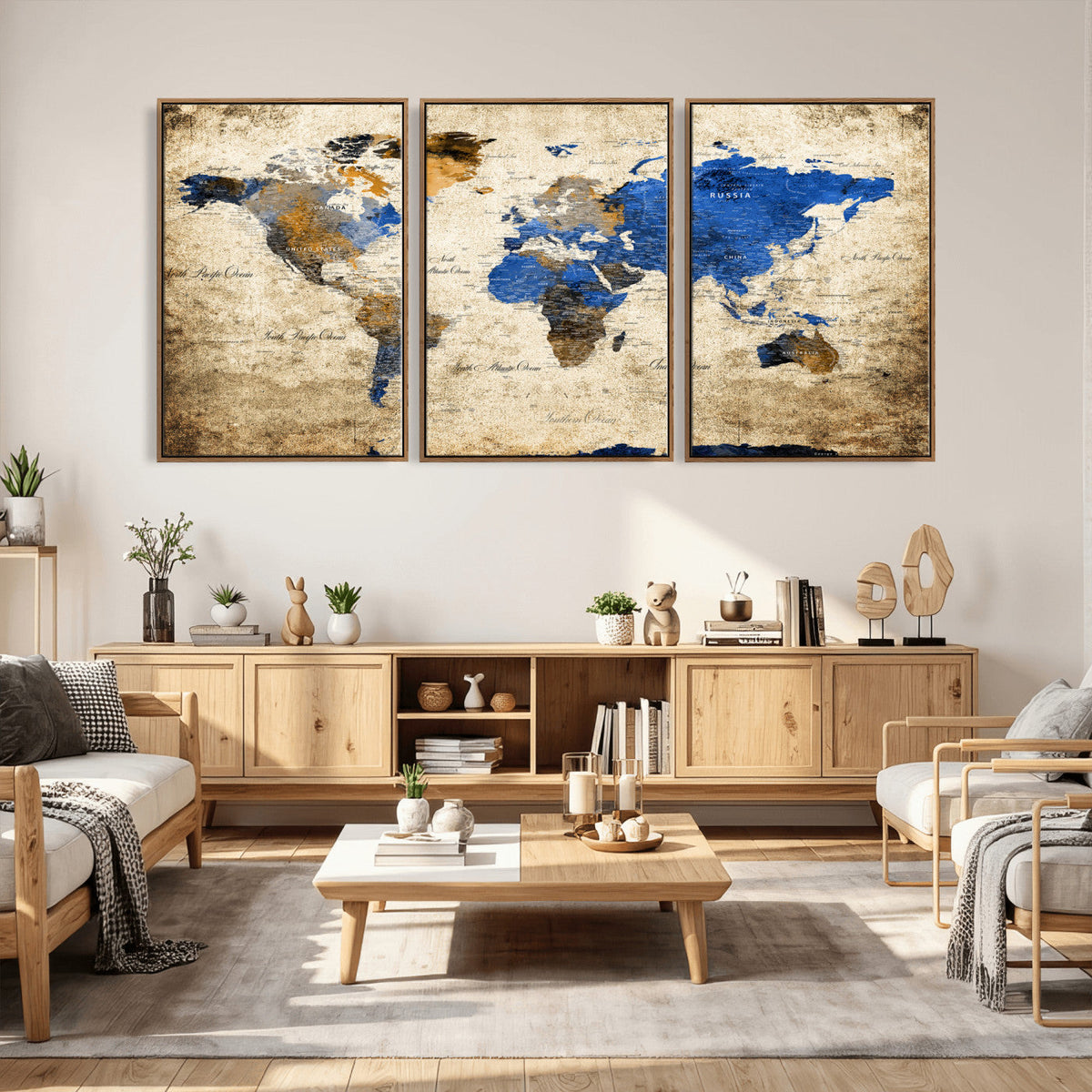 World Map Canvas Print – Colorful Abstract Travel Map,