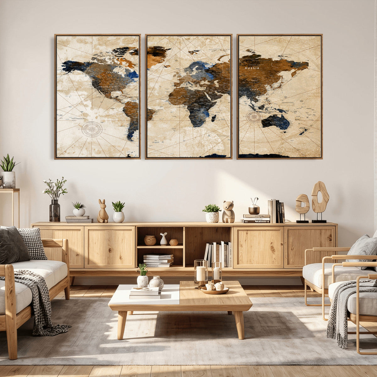 World Map Canvas Print – Framed Travel Map Wall Art for