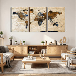 World Map Canvas Print – Framed Travel Map Wall Art for