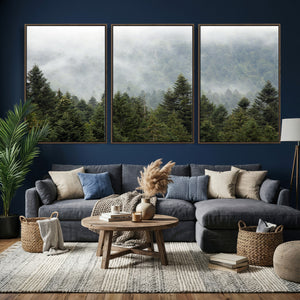 Misty Mountain Forest Wall Art Canvas Print