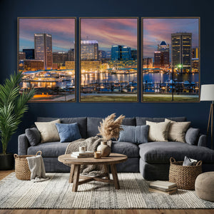 Baltimore Skyline Wall Art Canvas Print, Baltimore Downtown