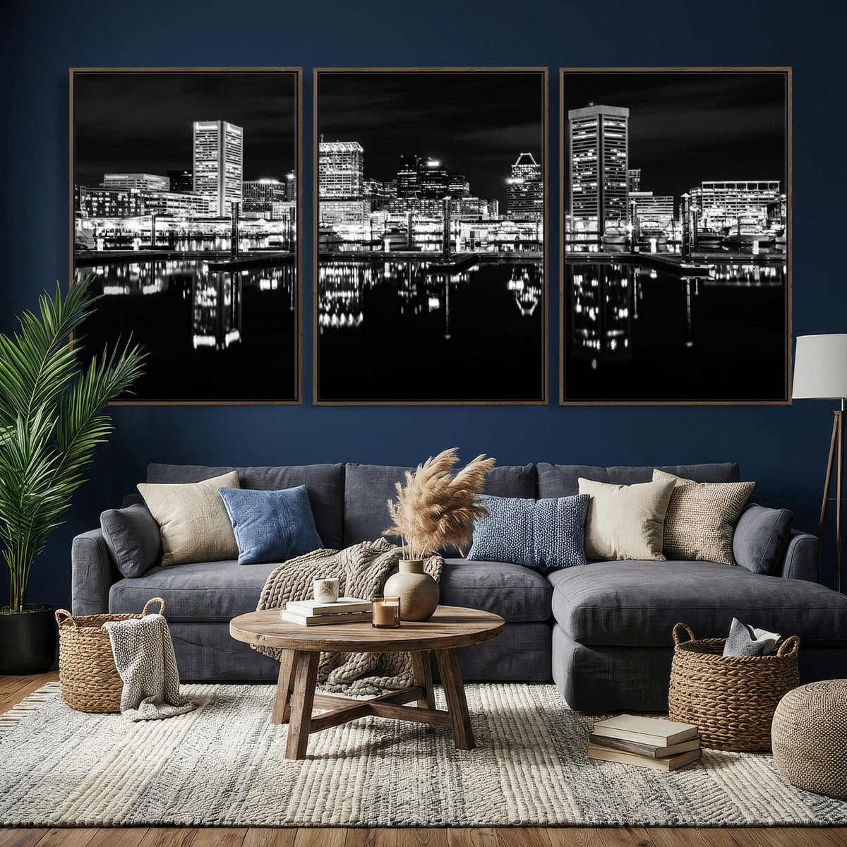 Baltimore Skyline Wall Art Canvas Print, Baltimore Downtown