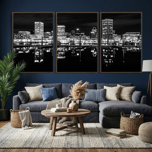 Baltimore Skyline Wall Art Canvas Print, Baltimore Downtown