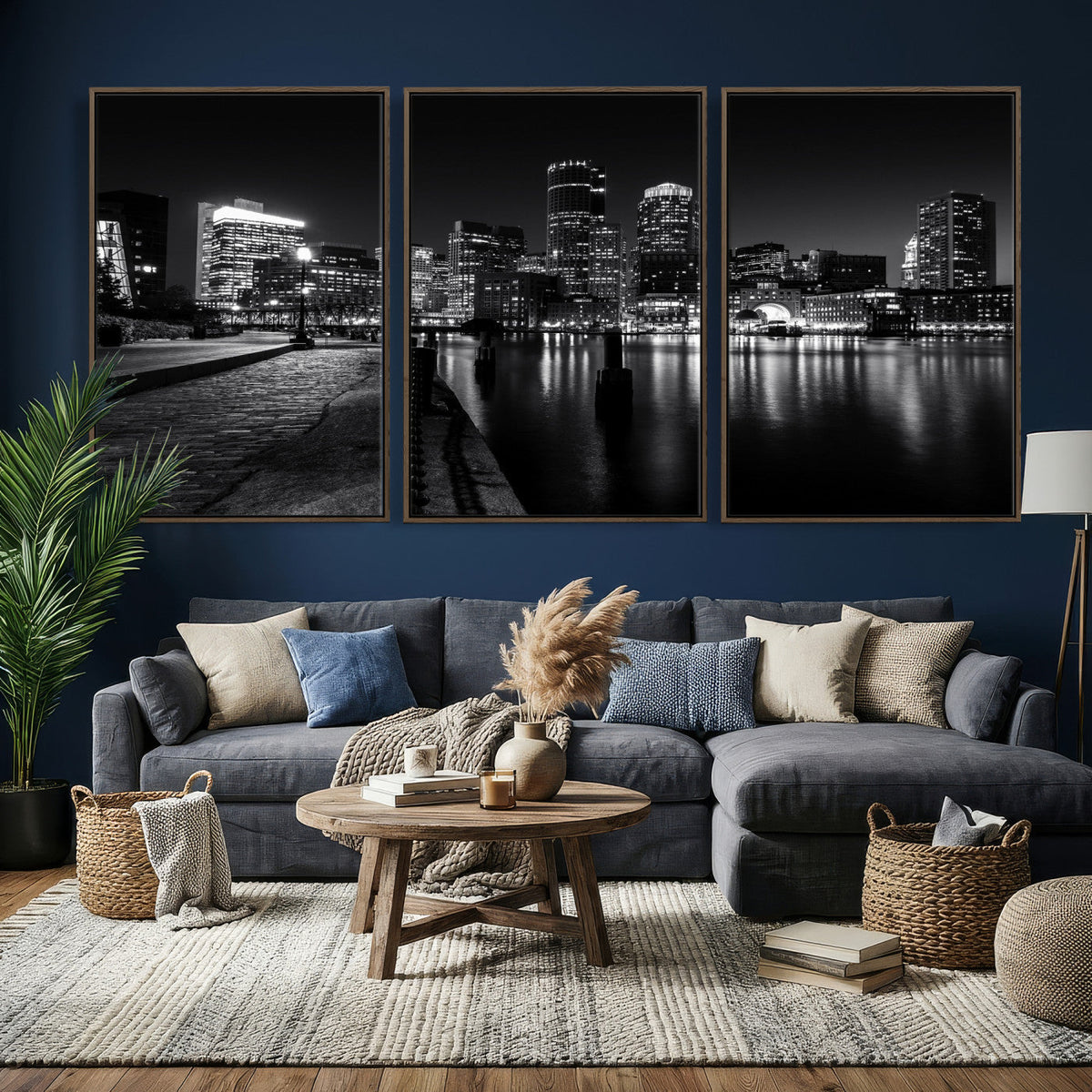 Boston Wall Art Canvas Print, Boston City Downtown Night