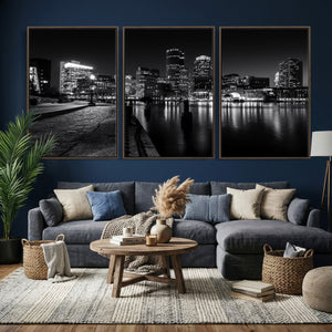 Boston Wall Art Canvas Print, Boston City Downtown Night