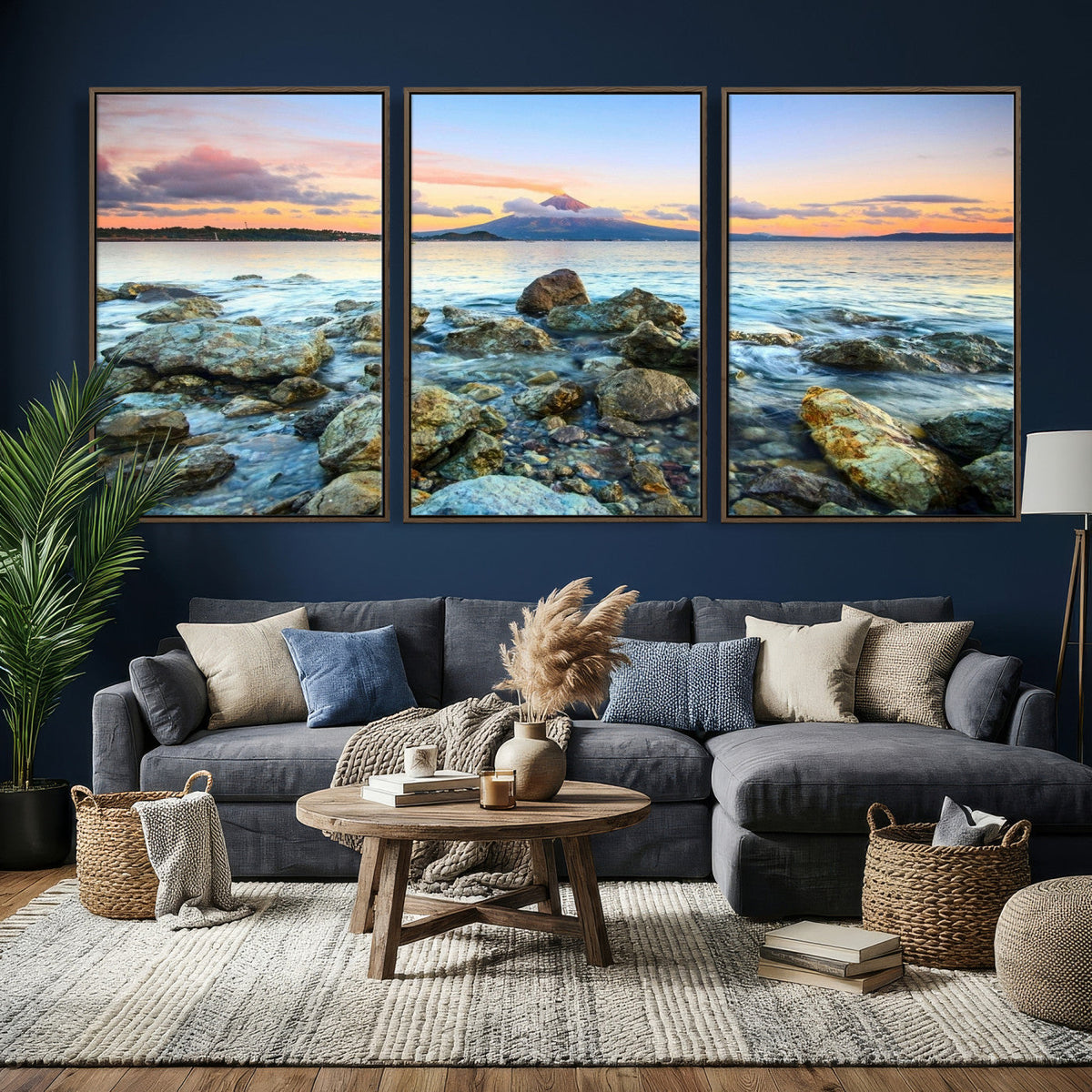 Mayon Volcano Seascape Wall Art Canvas Print, Tropical Ocean