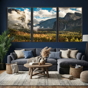 Yosemite Valley River Wall Art Canvas Print