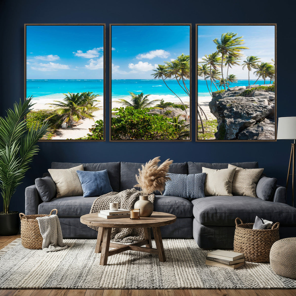 Tropical Beach Wall Art Canvas Print, Palm Tree Ocean