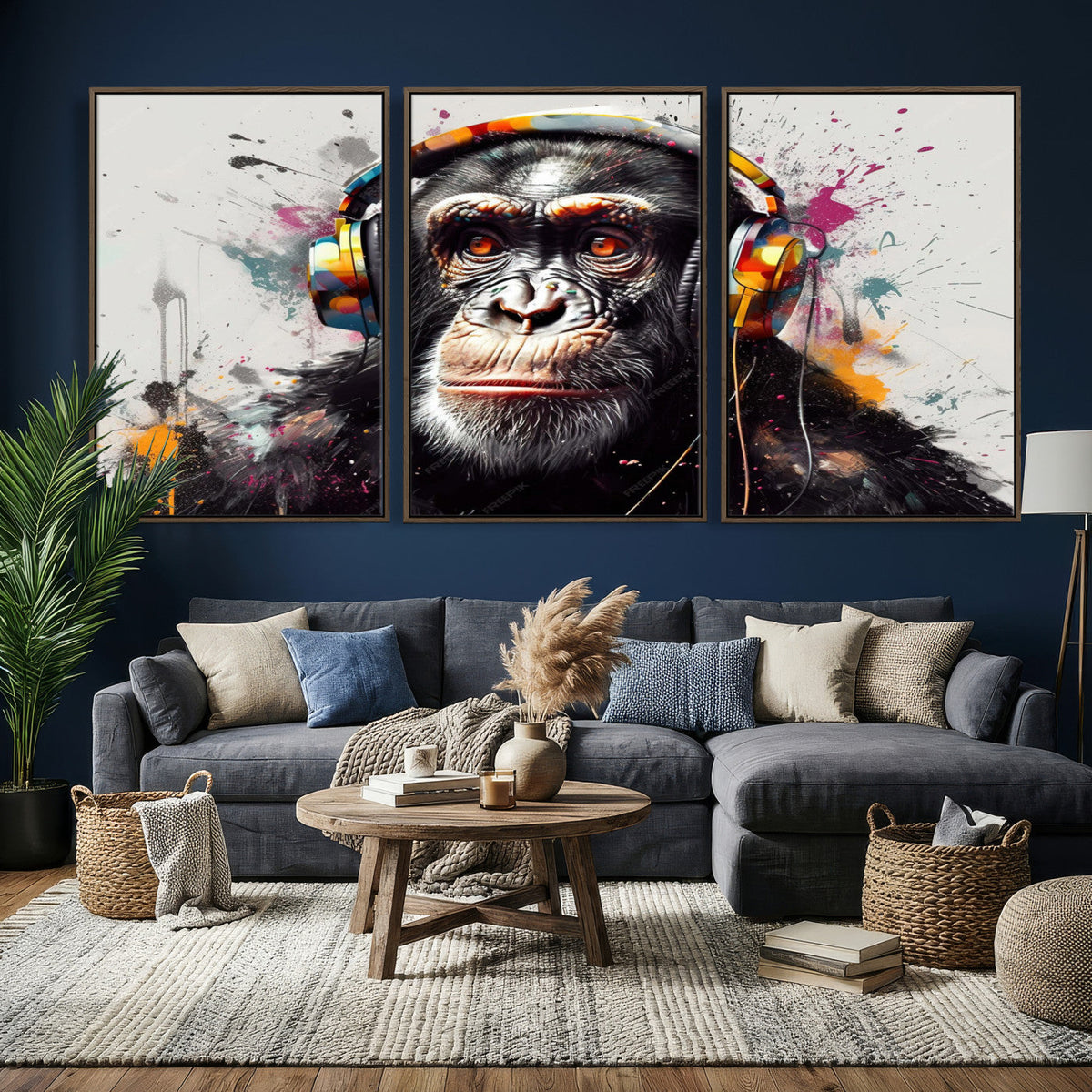 Dj Monkey Wall Art Canvas Print – Colorful Pop Art Banksy