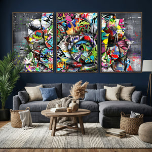 Abstract Graffiti Collage Street Art Wall Art Canvas Print