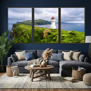 Cliffside Lighthouse Wall Art Canvas Print – Coastal