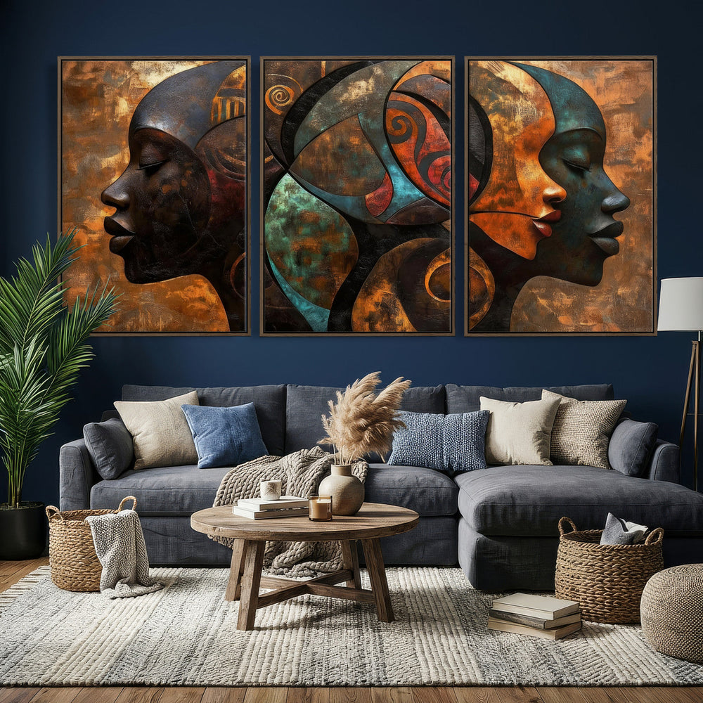 Abstract Afro American Women Wall Art Canvas Print