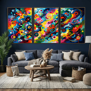 Geometric Abstract Wall Art Canvas Print, Bold Color