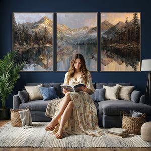 Drip Style Forest Lake Gold Art — Abstract Expressionist