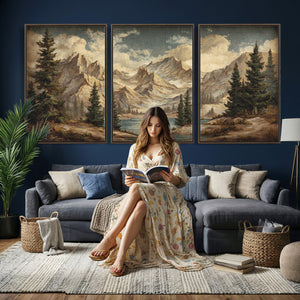 Drip Style Forest Lake Gold Art — Abstract Expressionist