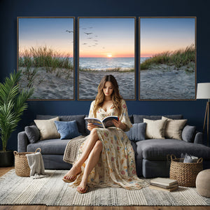 Sandy Dune Path Sunset Canvas Wall Art — Seagulls Beach
