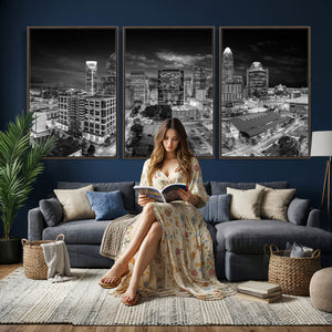 Charlotte Skyline Canvas Wall Art Print – North Carolina Cityscape Photography Print