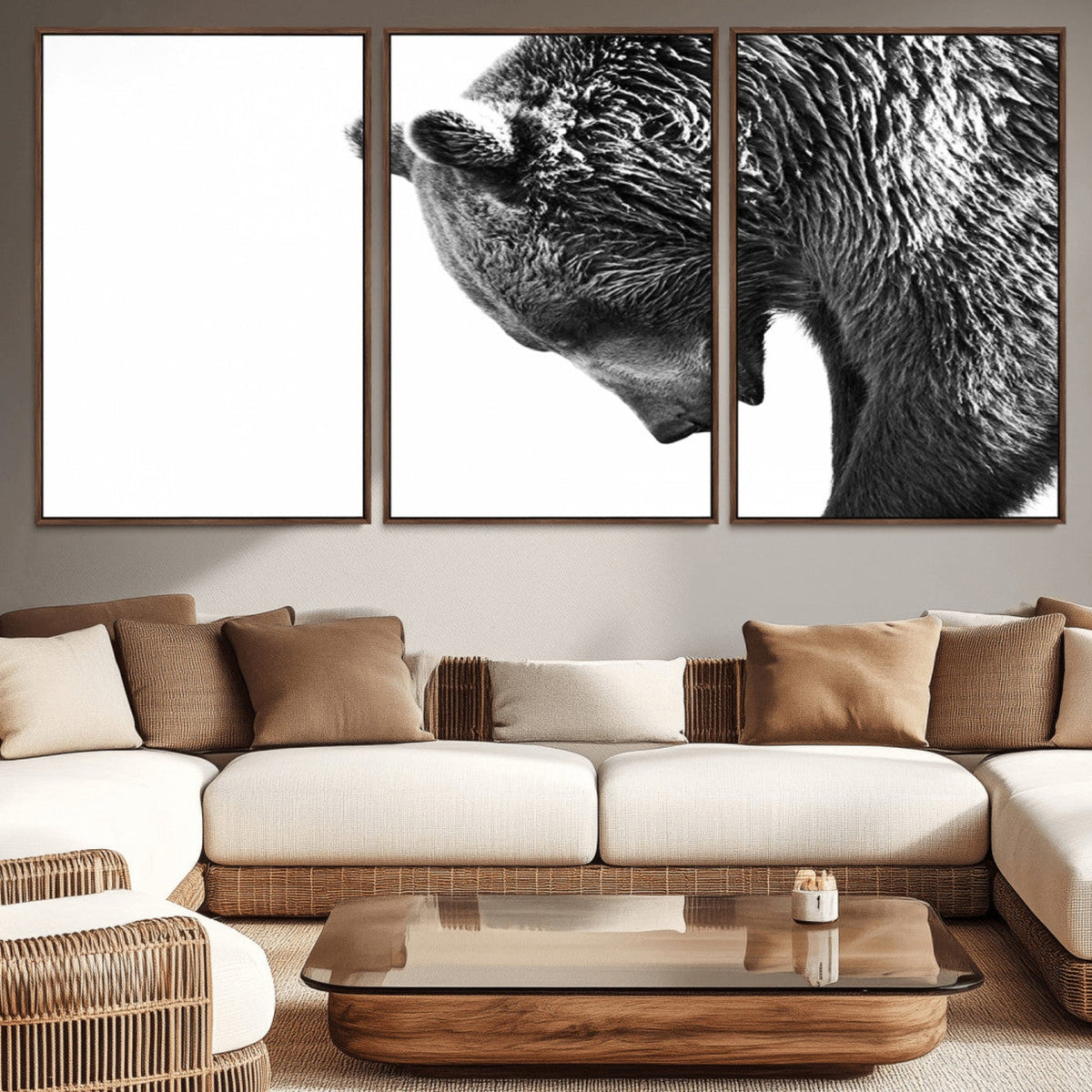 Black and White Grizzly 399 Bear Canvas Print Wall Art |