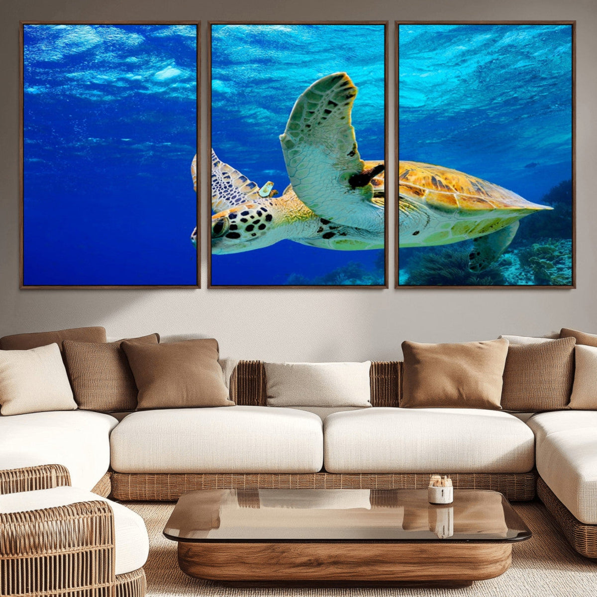 Sea Turtle Wall Art Canvas Print, Sea life in the Ocean Wall