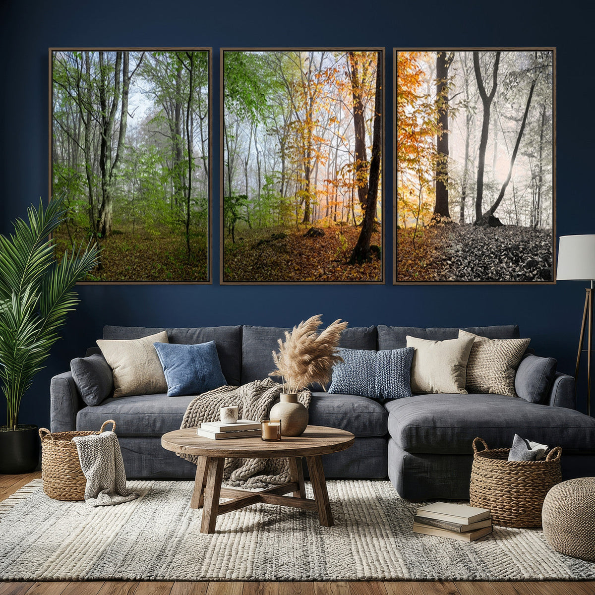 Four Seasons Wall Art Forest Canvas Print – Triptych