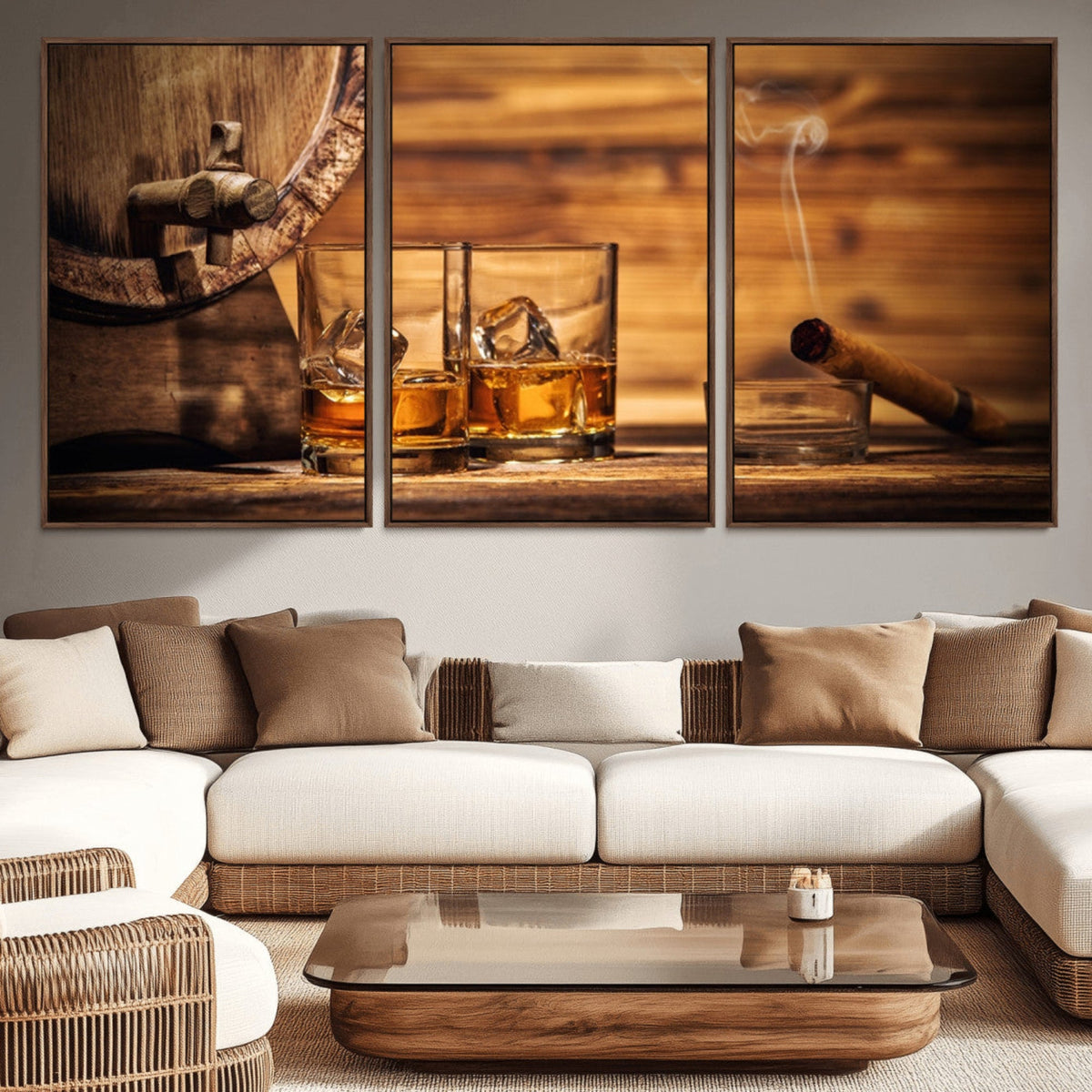 Rustic Whiskey and Barrel Canvas Print