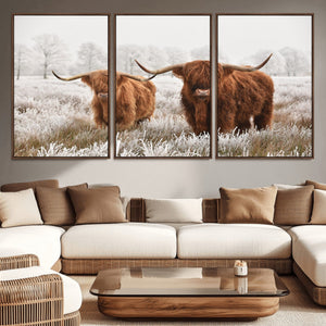 Longhorn Cattle Wall Art Canvas Print, Framed Farmhouse