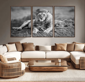 King Forest Lion Wall Art Canvas Print – Framed Majestic