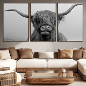 Texas Cow Wall Art Canvas, Texas Longhorn Cattle Canvas