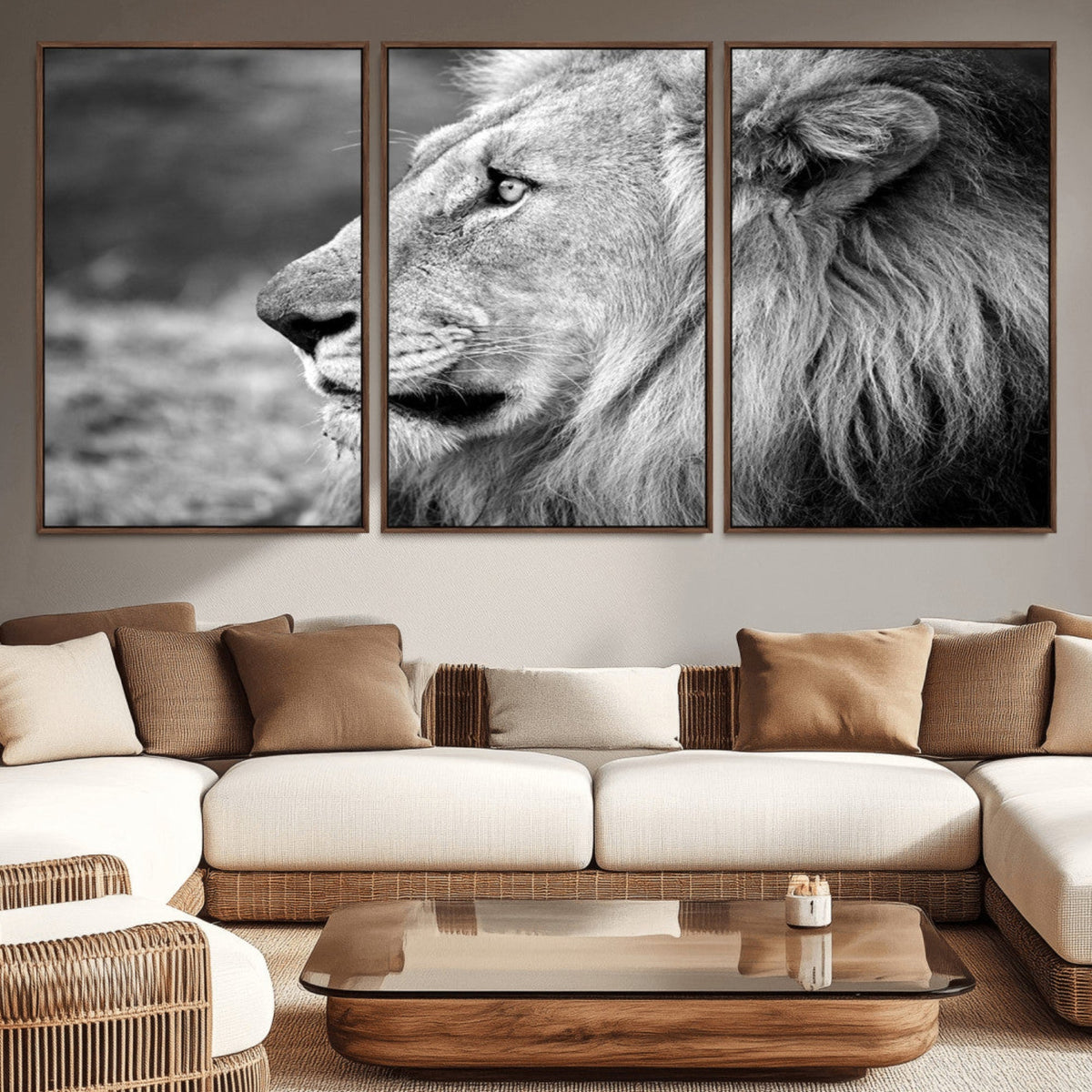 Lion Wall Art Canvas Print – Framed Majestic Wildlife