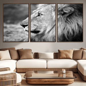 Lion Wall Art Canvas Print – Framed Majestic Wildlife